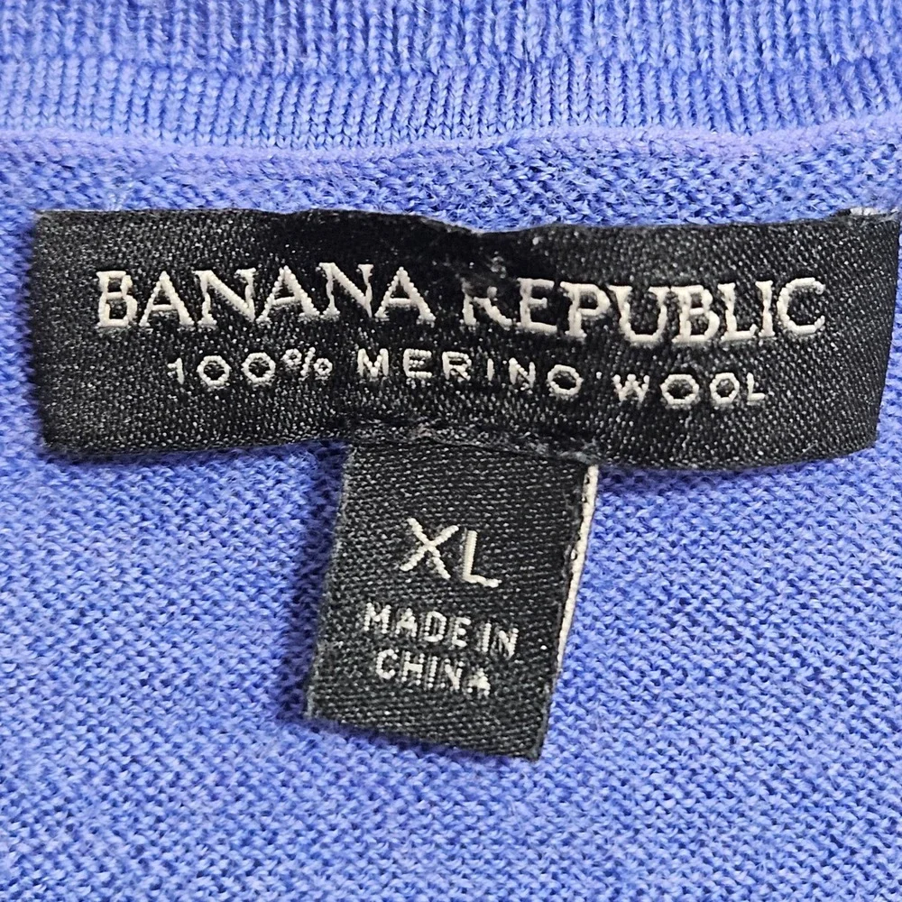 Banana Republic Sweater Mens XL Blue Merino Wool Crewneck Pullover S/878133-09